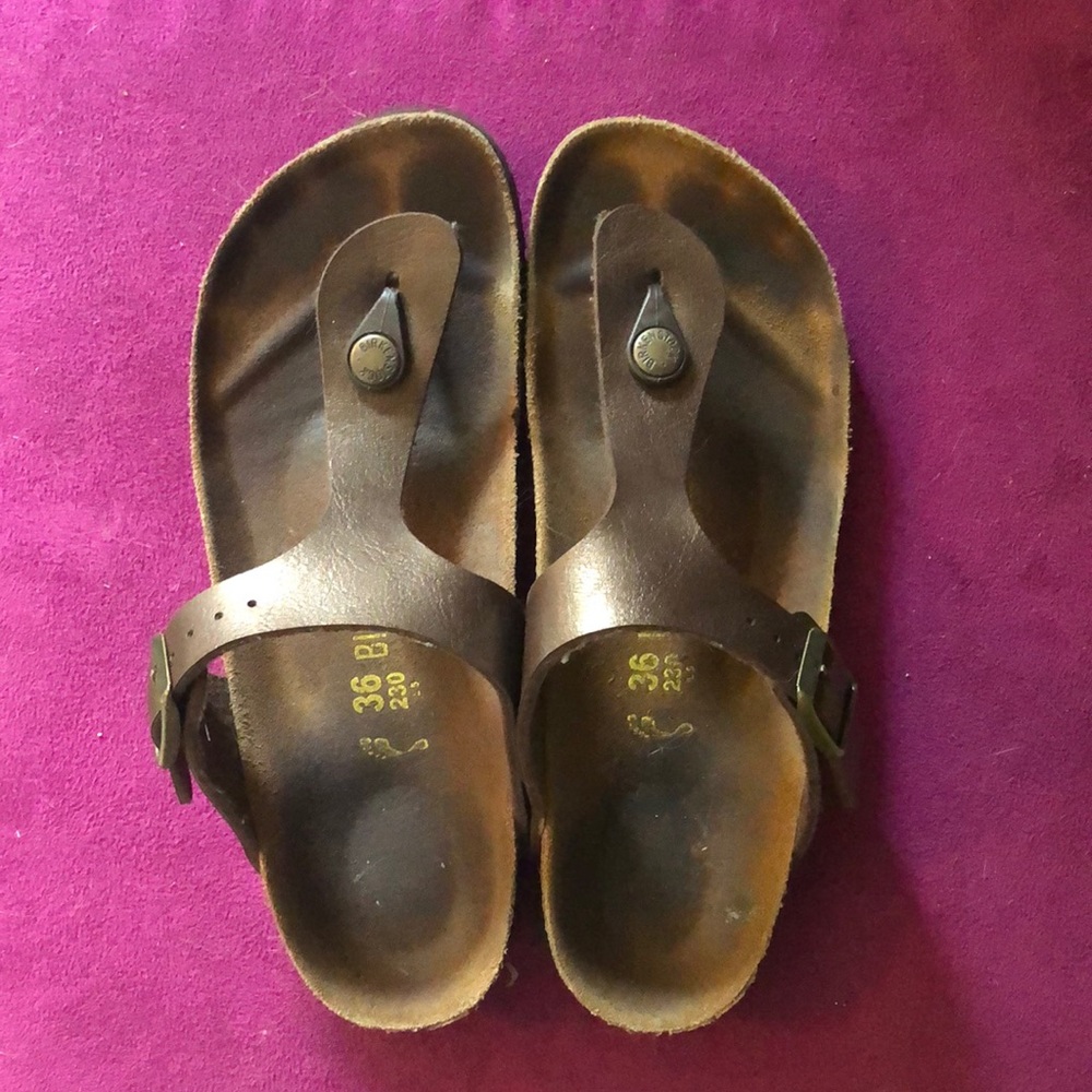 Birkenstock Gizeh Pewter Sandals in 36